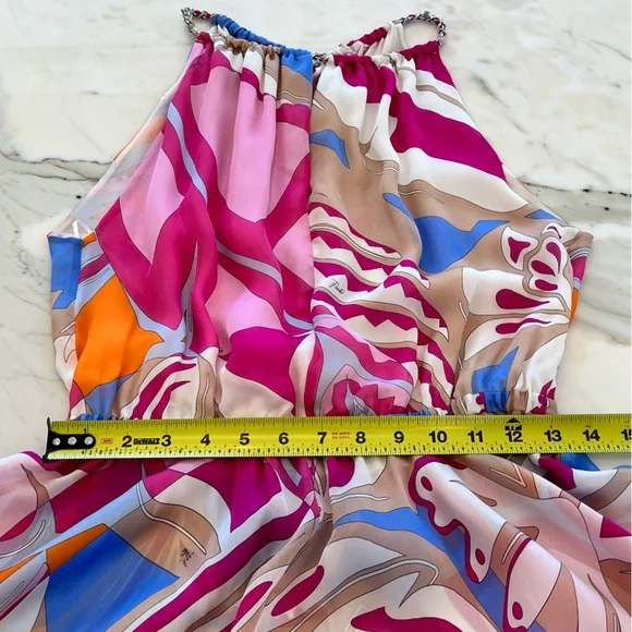 EMILIO PUCCI PINK MULTI MAXI SILK DRESS SIZE IT 40 / US 6